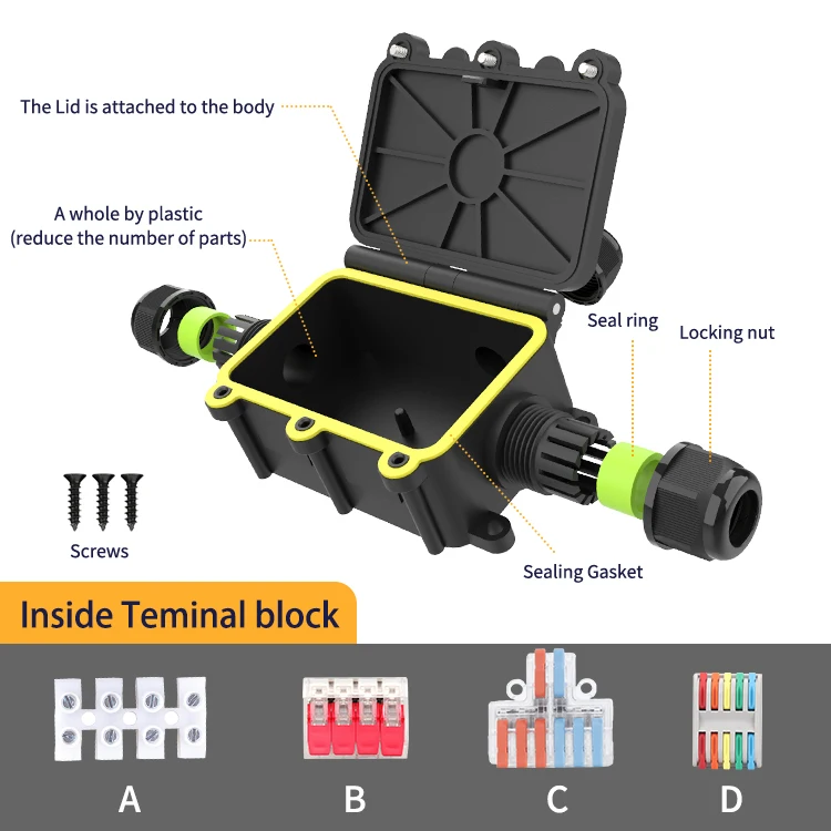 Underground Waterproof Electrical Junction Boxes Waterproof Terminal Junction Box Plastic 3 Way