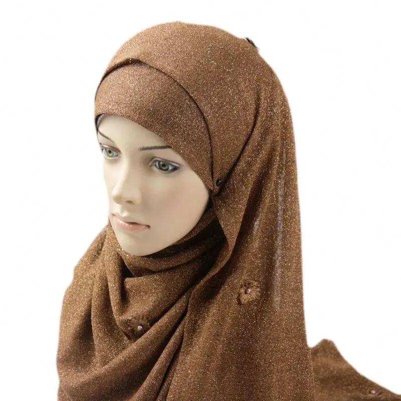 现货时尚长款尺寸14色闪光头巾穆斯林妇女设计围巾 - buy latest