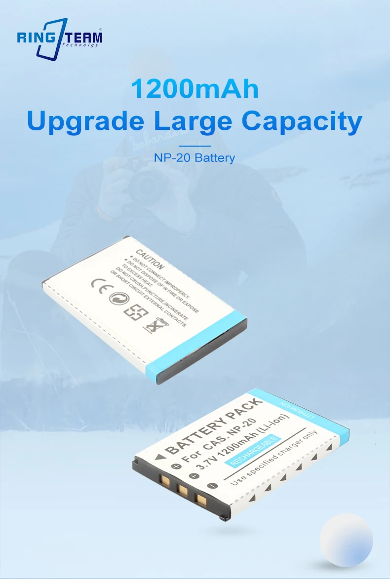 3.7V 1200mAh Rechargeable NP-20 Camera Battery NP20 Wholesale Batteries for Casio Exilim EX-M1 M2 EM20 M20U S100 S100WE Cameras supplier