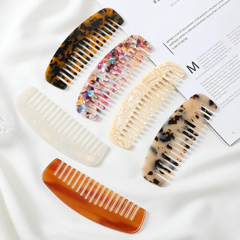 Wholesale Small Fine Tooth Comb with Anti-Static Cellulose Acetate Round Hanger Travel Portable Print for Hair Styling Brush