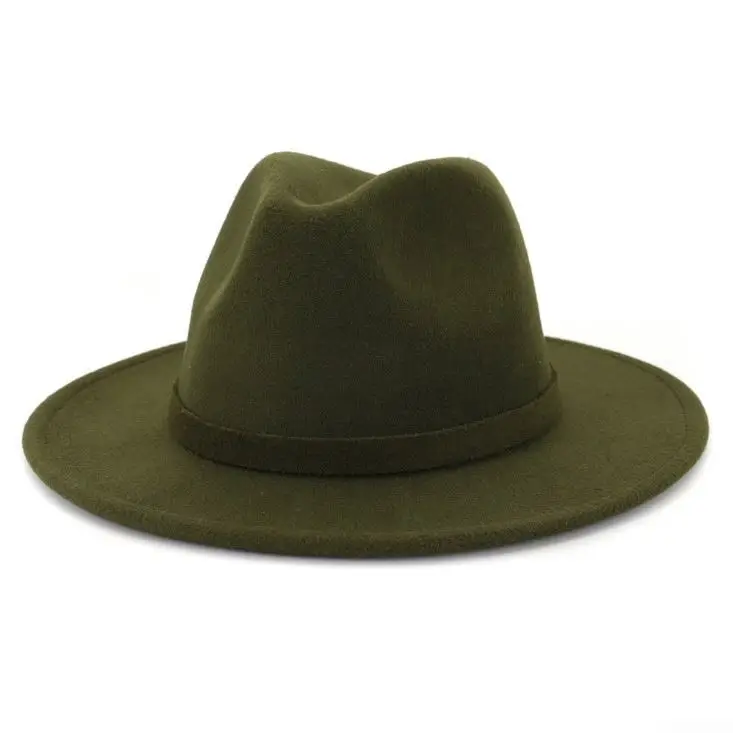 Wide Brim Faux Wool Fedora Hats 