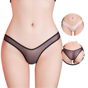 Sexy Women's Panties Mid-Rise Solid Silk Satin Brief High Stretch Bikini Thong Transparent Woven Adults Plain Dyed