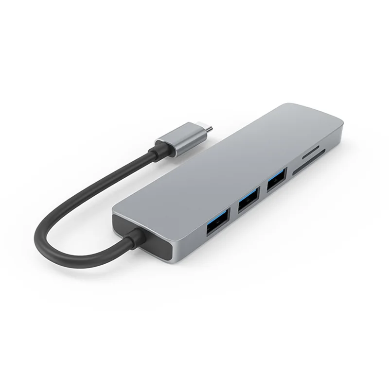 Адаптер USB C для USB-концентратора 6 в 1, концентратор типа C с 4K HDTV и портами USB 3,0 для передачи данных, 5 Гбит/с, слоты SD/TF, совместимый с MacBook