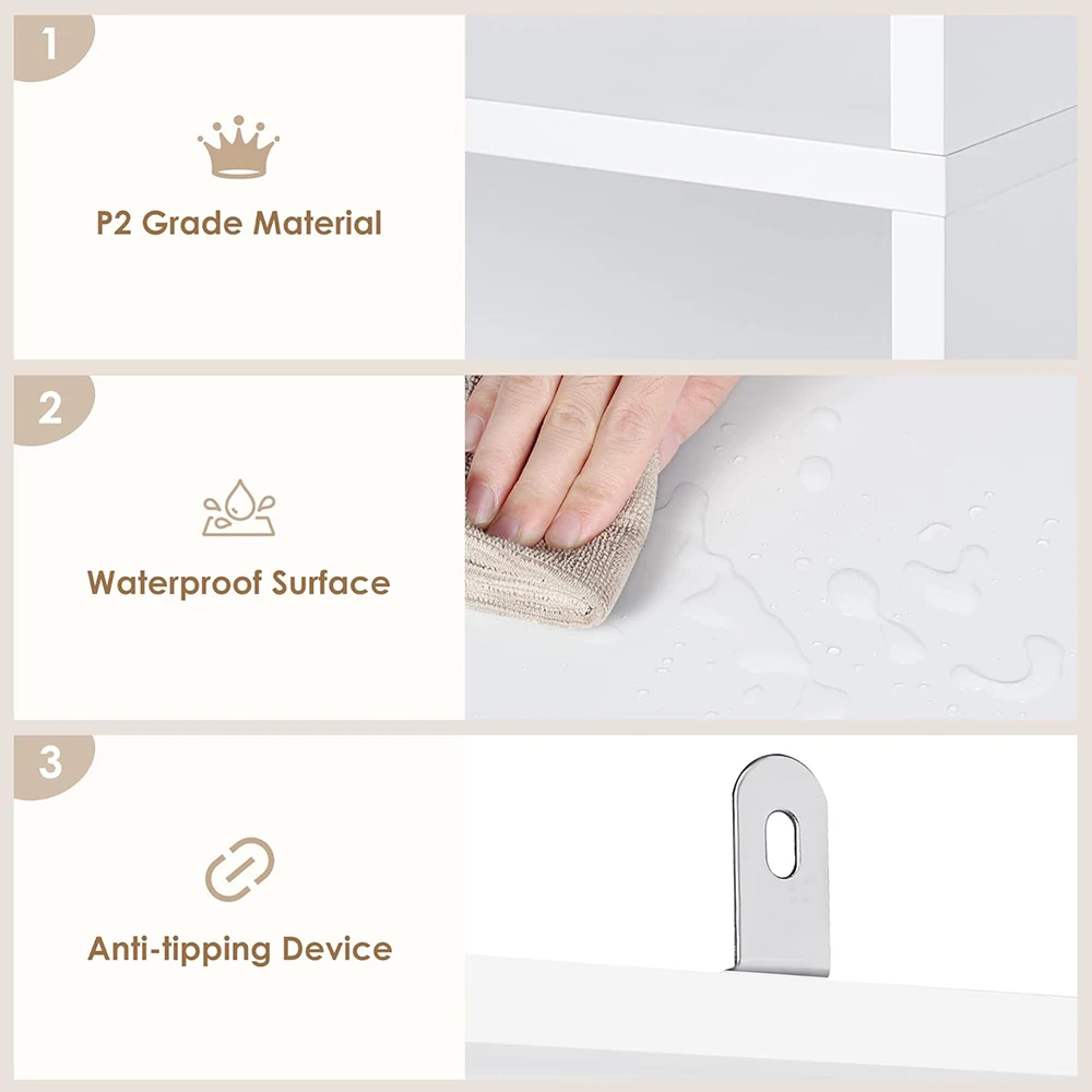 product 6 tier open contemporary bookcase bookshelf freestanding display storage shelves tall for workshop living room office white-1