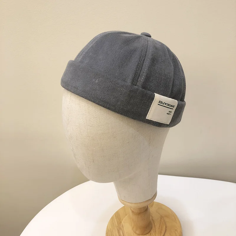 Personalized Custom Logo English Alphabet Patch Washed Cotton Visorless Docker Sailor Cap