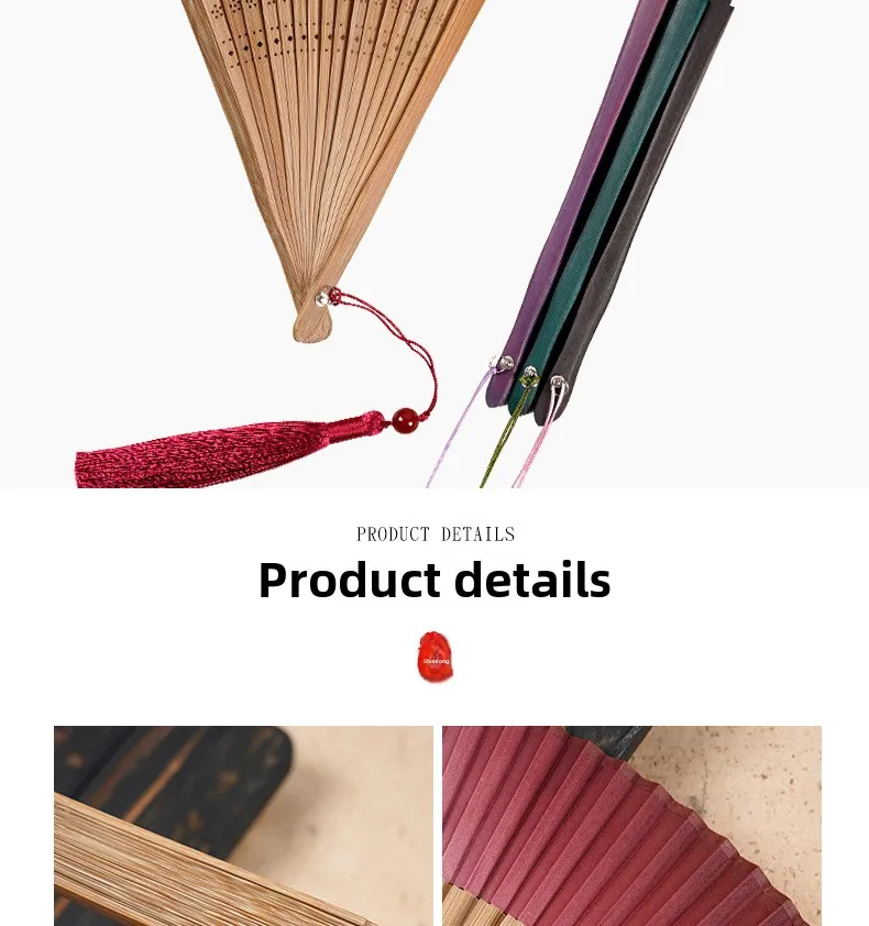 Eco-Friendly Bamboo Hand Fan with Carved Technique and Pantone Color for Wedding Decoration