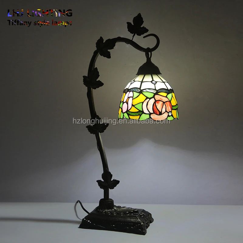 LongHuiJing Tiffany Lamp Dragonfly Style Stained Glass Table Lamps