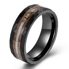 Popular Custom Design Tungsten Jewelry 8mm Hammered Tungsten Whiskey Barrel Ring Tungsten Antler Ring Men Rings Jewelry