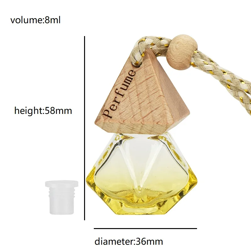 Empty 8ml Unique Design Bottle Hanging Wood Car Perfume Bottle air Freshener Car Perfume Bottles