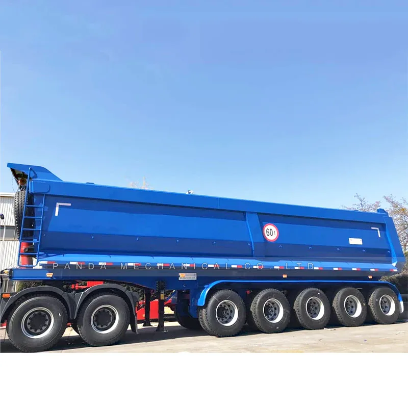 Heavy Duty Hydraulic U Shape 5 Axle 50cbm 60 Ton Back End Dump Trailer