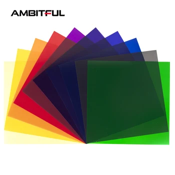 AMBITFUL 12"x 12" 30x30cm 11pcs Color Correction Gels Set Color Gel Filter Film for Video LED Light Studio Flash Strobe