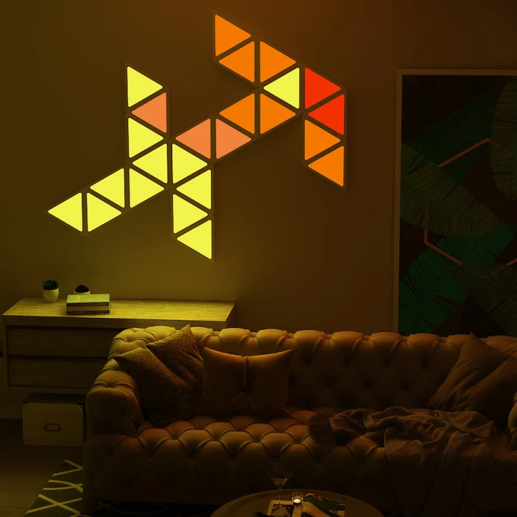 Multi Color Background Decor Lighting innovation lamp DIY Ceiling Wall triangle led light 3d led rgb panel Triangle Stitchable