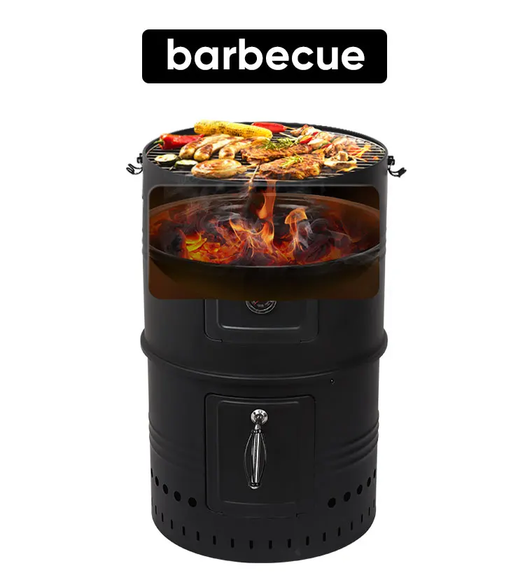 F23 Barbeque 18" Vertical Tower Big Barrel Charcoal Barbeque 3 In 1 Vertical Bbq Smoker Grills