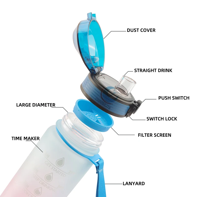 Профессиональная пластиковая бутылка для воды с градиентом 32