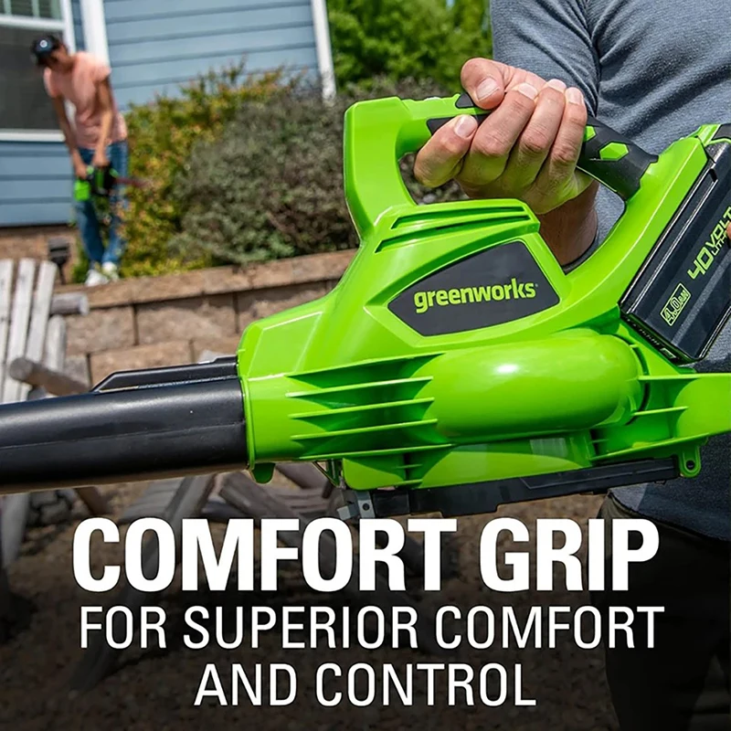 Greenworks 40V draadloze bladblazer/bladzuiger met borstelloze motor, inclusief 4.0Ah accu en oplader, 185 MPH/340 CFM / 75+ compatibele accessoires._voghion.com