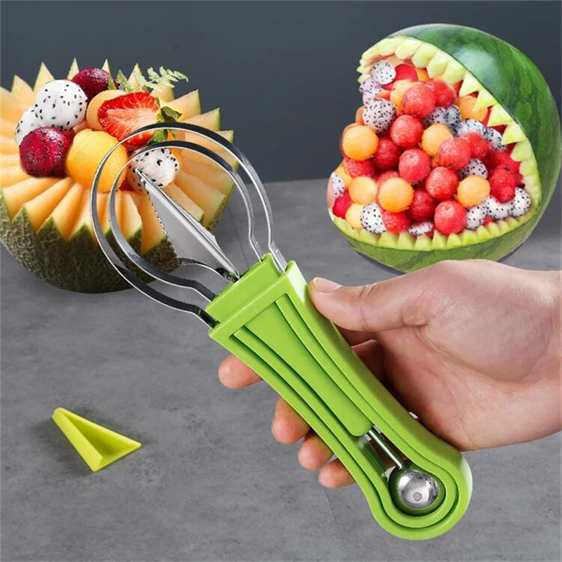 3 In 1 Fruit Carving Tool Set With Watermelon Ball Scoop Apple Corer