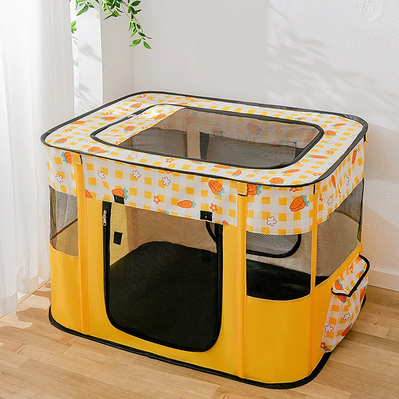 product popular retangular shape breathable mesh 600d oxford fabric foldable portable folding pet playpen for indoor dogs and cats-49