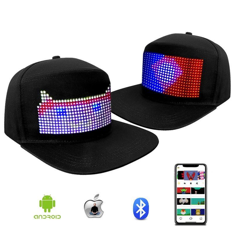 Luminous Hip Hop Hat LED Message Cap Moving Text APP Controlled LED Cap DIY Custom Words Party Hats LED Lighted Caps and Hats