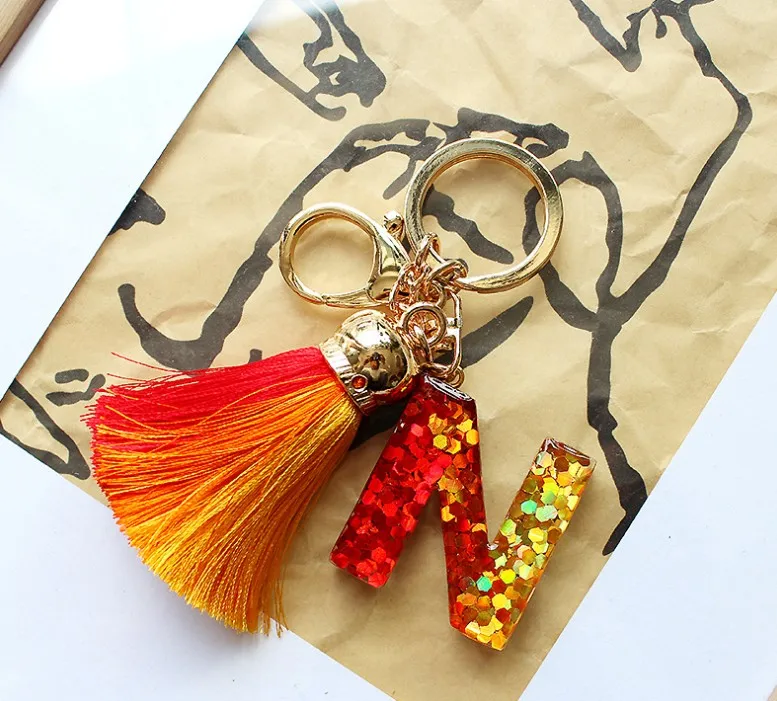 Креативный брелок для ключей с надписью и кисточкой, женский брелок-подвеска для сумки