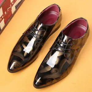 Super Luxury Designer Fashion Plaid Upper New Styles Men Formal Shoes PU Leather Dress Shoes for Men