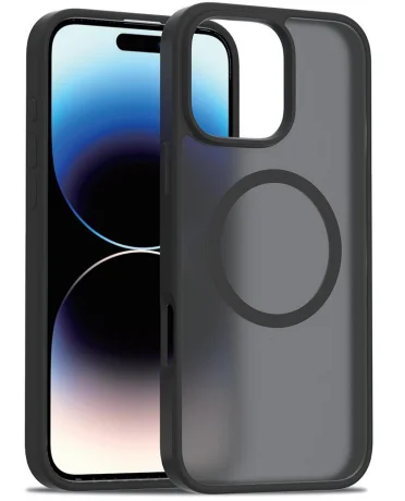 Coque arrière en TPU+PC pour iPhone 17 Pro Max, design luxueux magnétique avec charge sans fil et antichoc, noir