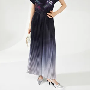 Summer Women's Wide Leg Woven Pants Fashionable Loose Casual Style Large Size Gradient Culottes Elastic