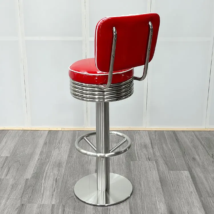 Classic Retro Diner 50S Bar Stool - Swivel & Stainless Steel