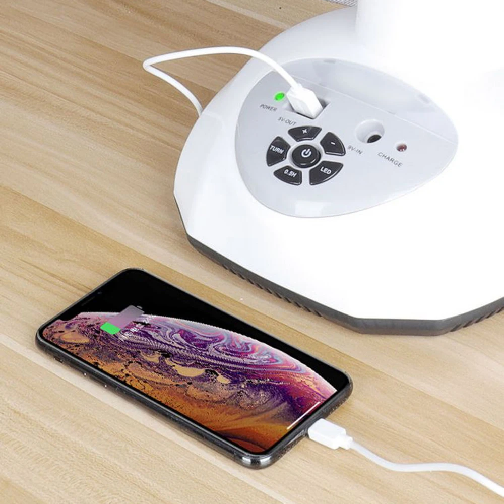 12 Inch 2 Wind Speeds Ac/dc Led Emergency Desk Fan Outdoor Useful Swing Function Rechargeable