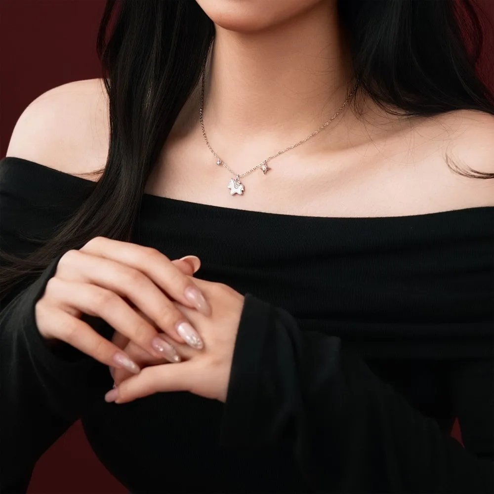 KAKODIY Fashion Design Exquisite Pendant 925 Sterling Silver Chain 5A Cubic Zirconia Shell Unicorn Star Pendant Necklace Jewelry detail 3