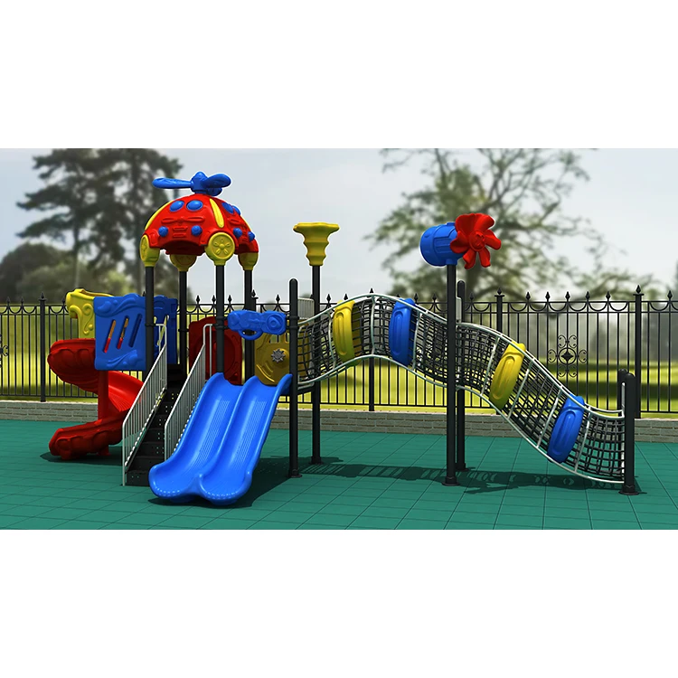 Wholesale Set of Outdoor Playground Plastic Kids Slide Fun Shaped Dual Play  Garden Play Equipment for Park and Kindergarten