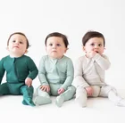 Baby Baby Clothes Suppliers Customized Design Bamboo Spandex Baby Footie Romper Newborn Long Sleeve Plain Baby Organic Cotton Baby Pajamas Clothes