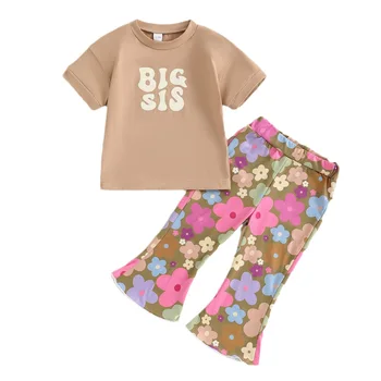 2024 hot selling summer children's clothing set kids clothing sets for children letter print clothing set for girls wholesale