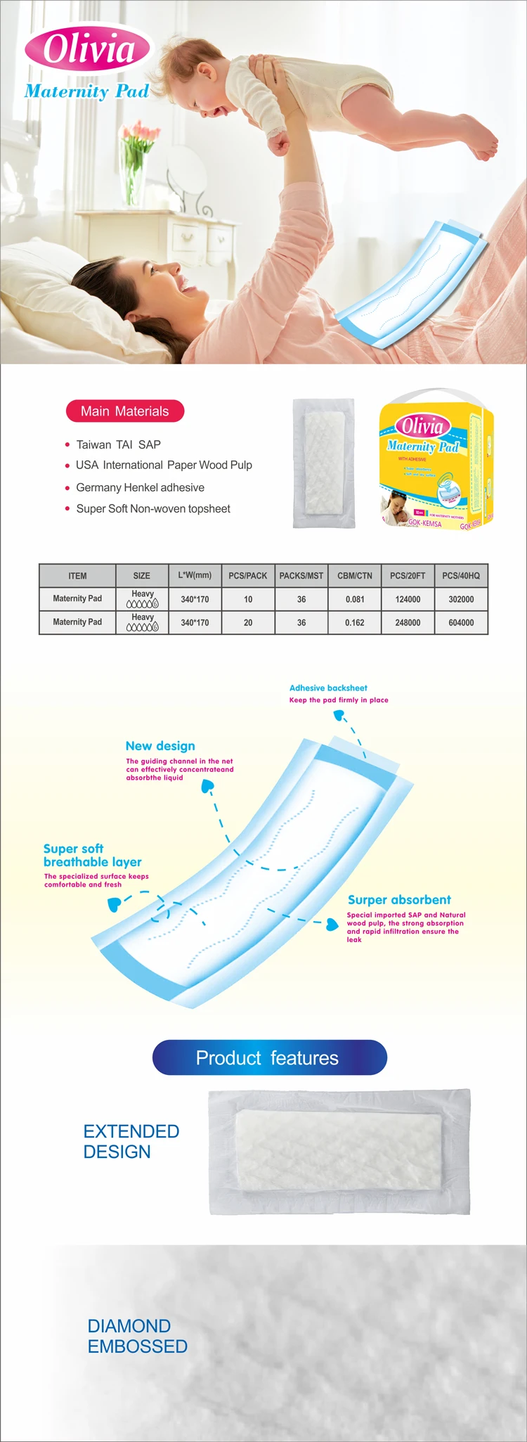 Best Large Size Fetex Disposable High Quality Organic Cotton Ladies New Mom After Delivery