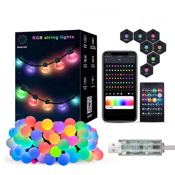 5M IP67 PVC Dream Color USB 5V LED Sting Light for Music APP RGBIC Addressable Fairy Lights Birthday Party Garland