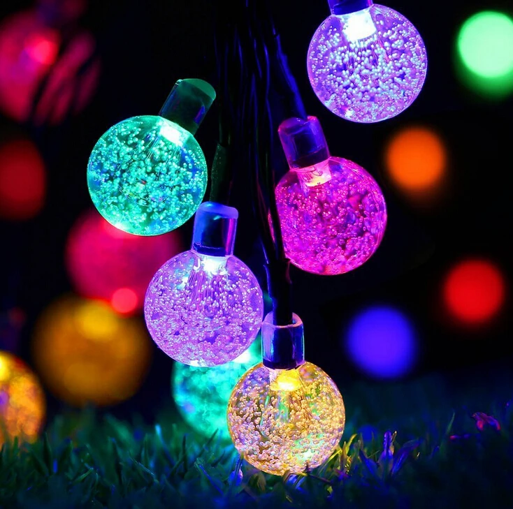Solar String Lights 20ft 30LED Globe Crystal Ball Outdoor Waterpfoof Patio Decor 