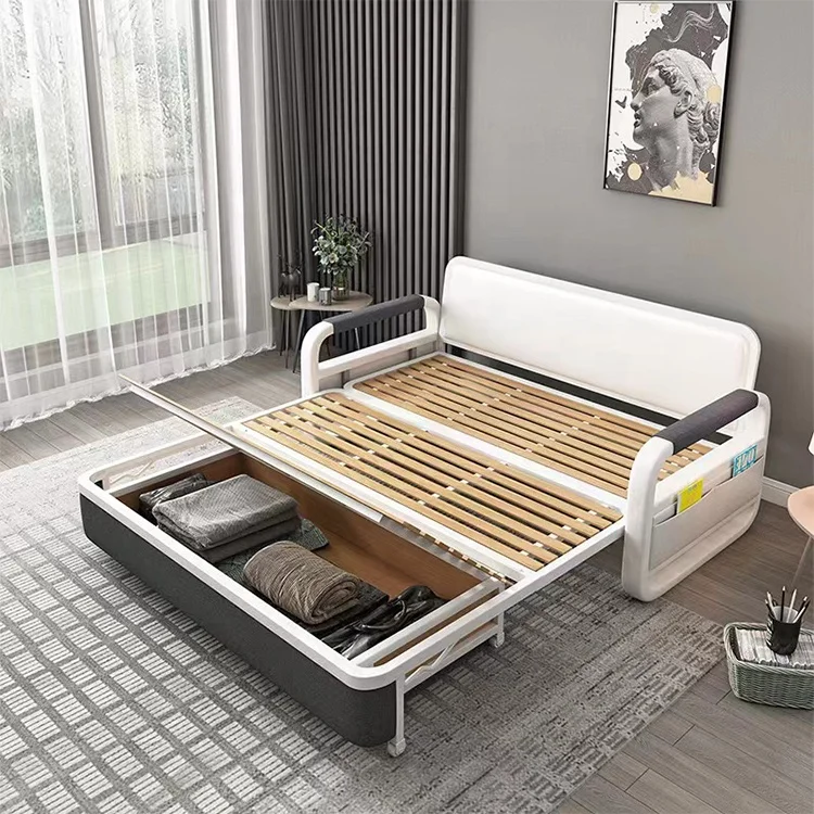 Modern Design Functional Fabric Folding Sleeping Sleeper Corner Sofa Bed Furniture with Storage