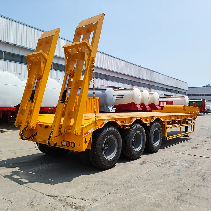 Extended Loading Machine Heavy Loading 4axles Extendable Lowboy Trailer for Sale