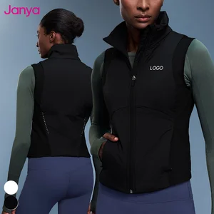 Janya 2026 Casual Slim Fit Sports Vest Warm Stand Collar Windproof Waistcoat Full Zipper Sleeveless Fleece Yoga Jacket for Women