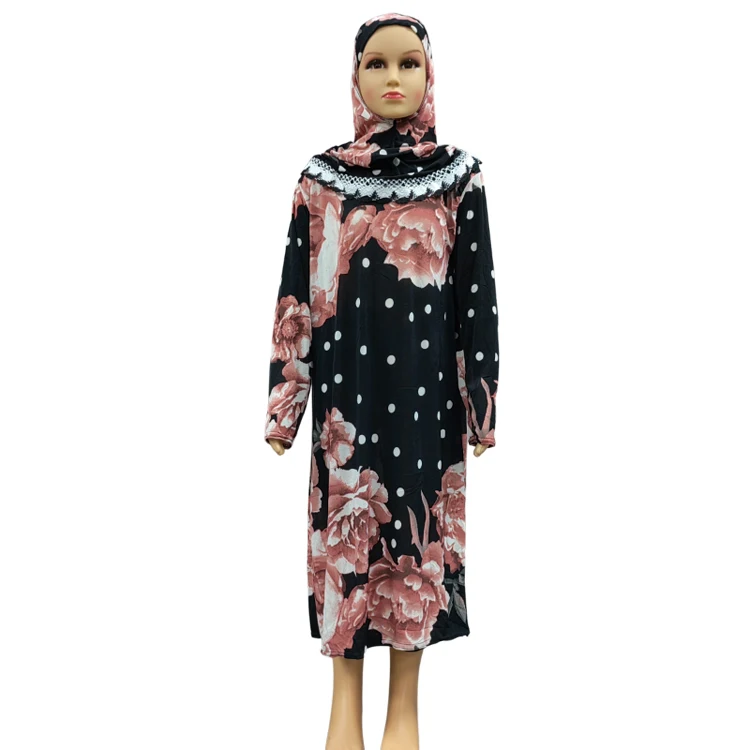ODIZLI Kids Girls Muslim Abaya Maxi Dress Long Sleeve Snap Fastening