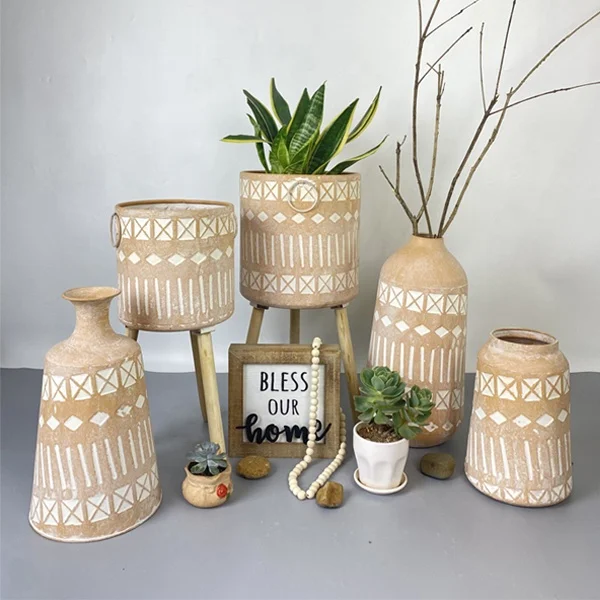 Lander Decor Wholesale Large Terracotta Decorative Metal Vase For Home Decor