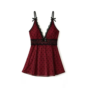 Top Wholesale Lace Bra with Point Desprit Mesh Adjustable Bow Straps Sexy Underwear Women Lingerie for Lady Trendy Lace Bra