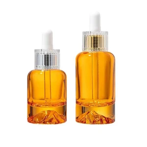 New Style Volcanic Bottom Thick Bottom Glass Bottle Dropper Bottle 30ml 1OZ 50ml Orange Translucent Essential Oil Bottle