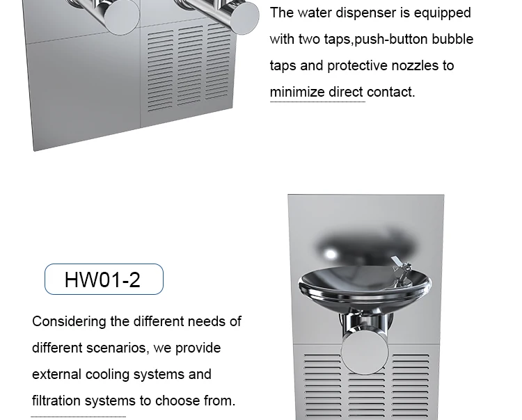 stainless steel double basin wall mounted drinking water fountain for school factory