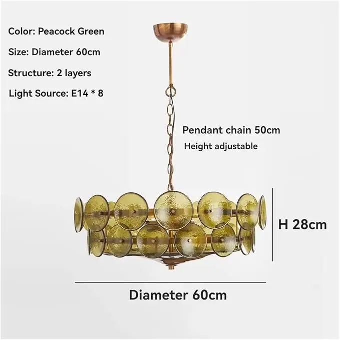 Italian Amber Green Art Glass Lights for Living Room Design Home Kitchen Island Lights Chandelier