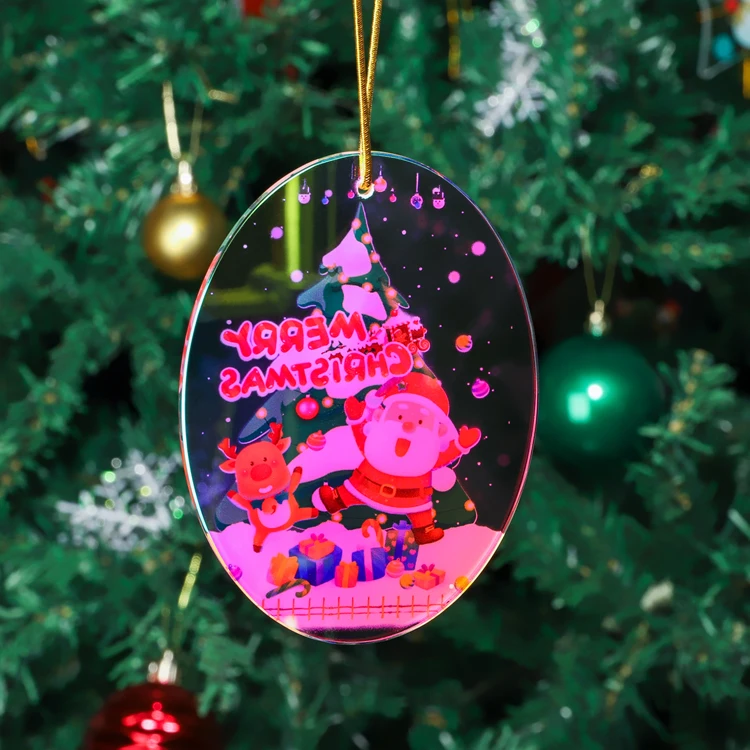 product factory wholesale cheaper glass pendant uv printing custom merry christmas ornament gifts christmas decoration supplier-36