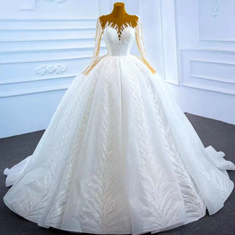 Jancember Rsm67235 Long Sleeve Wedding Gown Dress Bridal Wedding ...