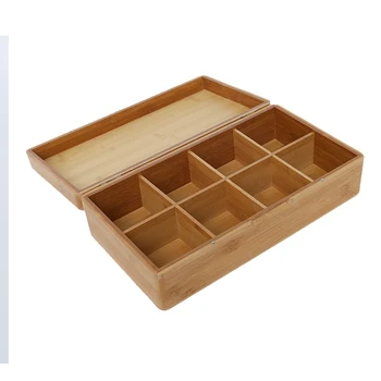 wooden factory FSC&BSCI Bamboo Tea Box,Wooden Tea Chest with 8 dividers and drawer for storing tea bags