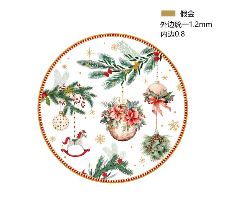 Royal Mixed Christmas Patterns or Customizable Deigns Porcelain New Bone China 7.5'' Side Plate 10.5'' Dinner Plates details