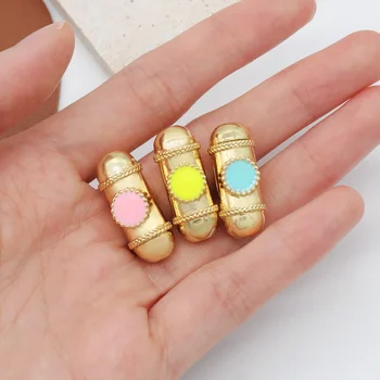 New Arrival Yellow Blue Pink Point charm accessories Jewelry gold plated enamel Point Long Tube charms for jewelry making