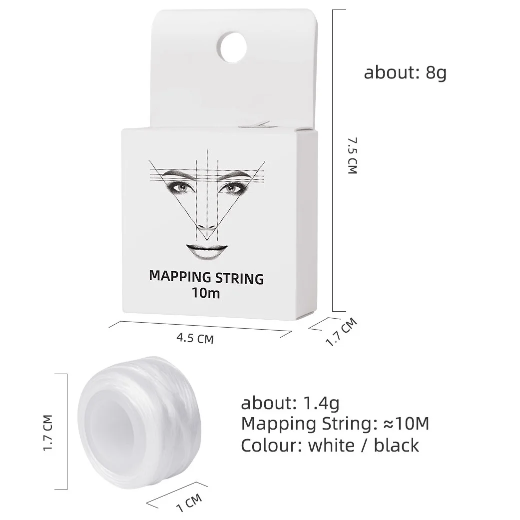 10m Eyebrow Mapping String,pre-inked Black White Eyebrow Thread